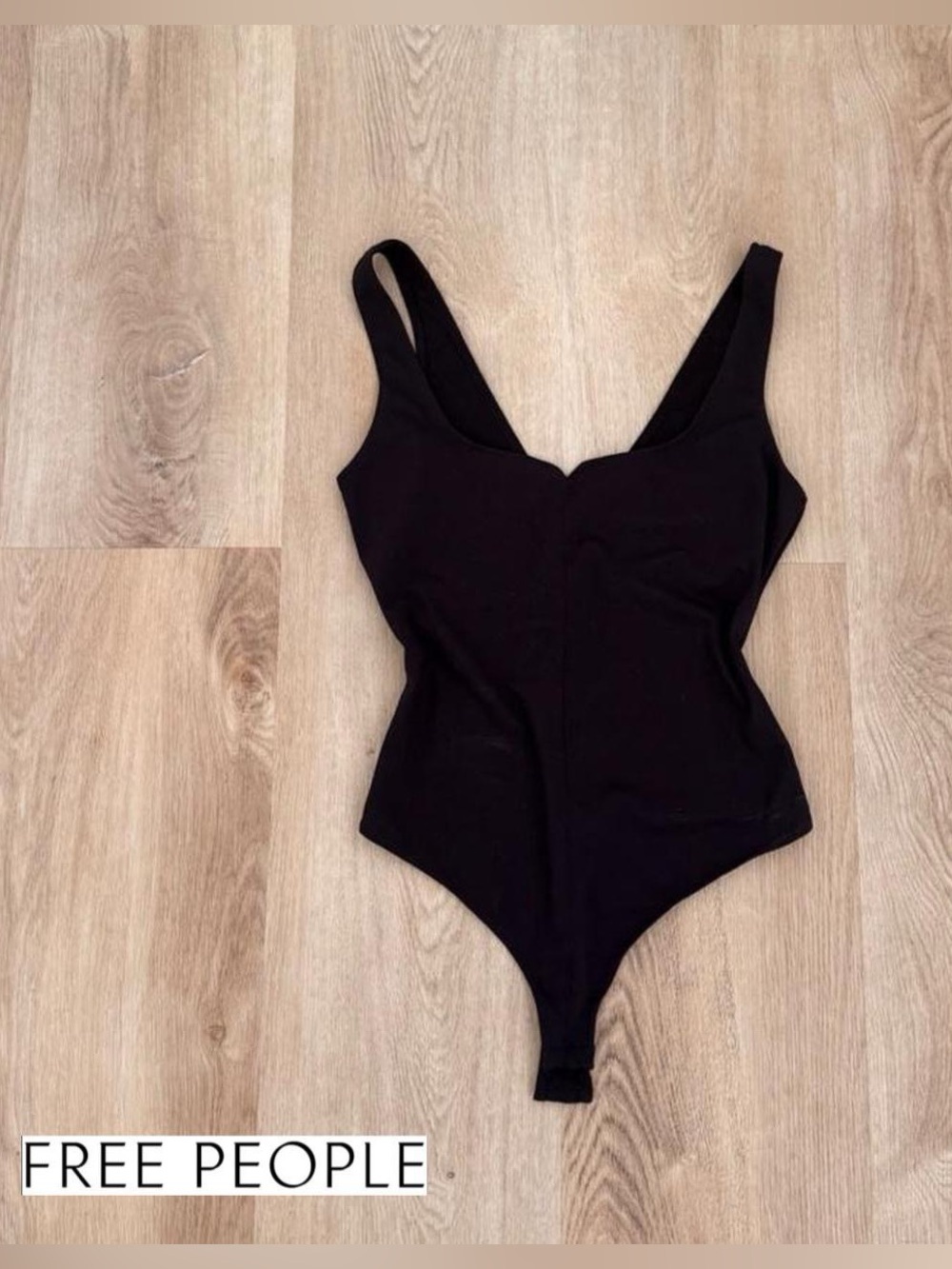 Free People Black V-Neck Bodysuit